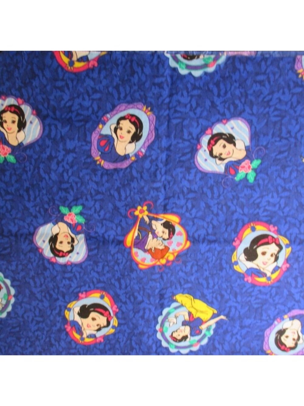 Vintage Disney Princess Snow White Fabric 4.5 Yards Blue Cotton Quilting Prince